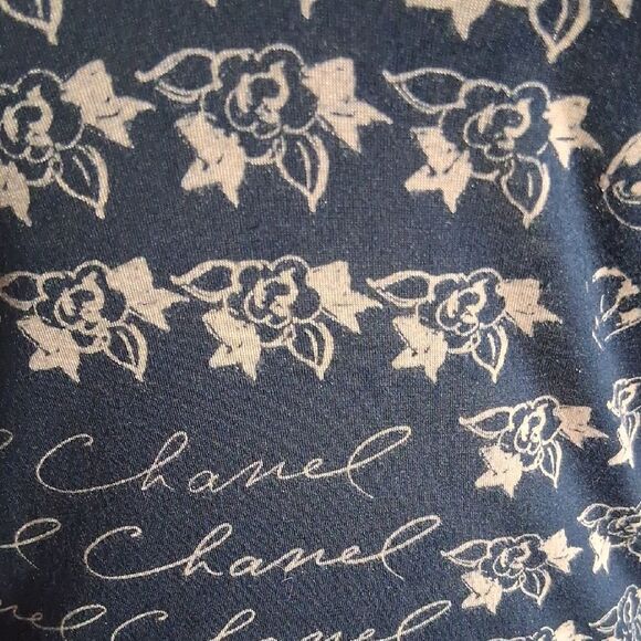 Authentic CHANEL Blue and Cream Script Blouse Size Small/Medium - Picture 2 of 16